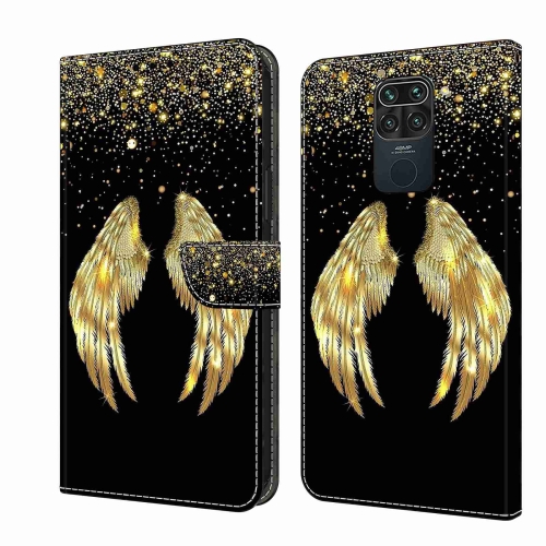 

For Xiaomi Redmi Note 9 Crystal 3D Shockproof Protective Leather Phone Case(Golden Wings)