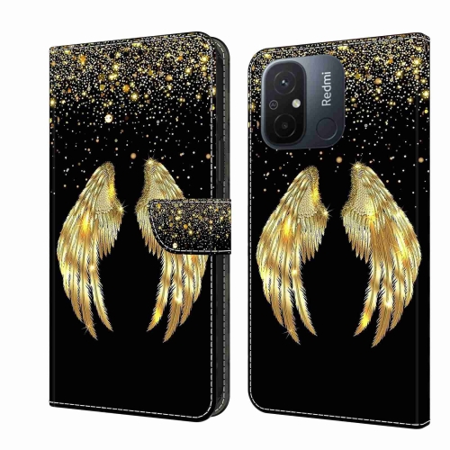 

For Xiaomi Redmi 11A 4G / Redmi 12C Global Crystal 3D Shockproof Protective Leather Phone Case(Golden Wings)