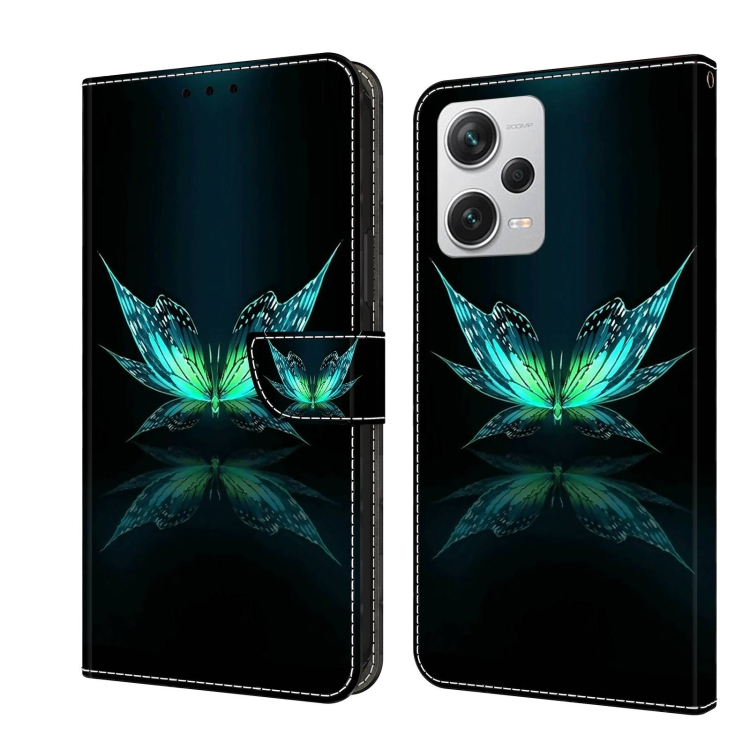 

For Xiaomi Redmi Note 12 Pro+ Crystal 3D Shockproof Protective Leather Phone Case(Reflection Dutterfly)