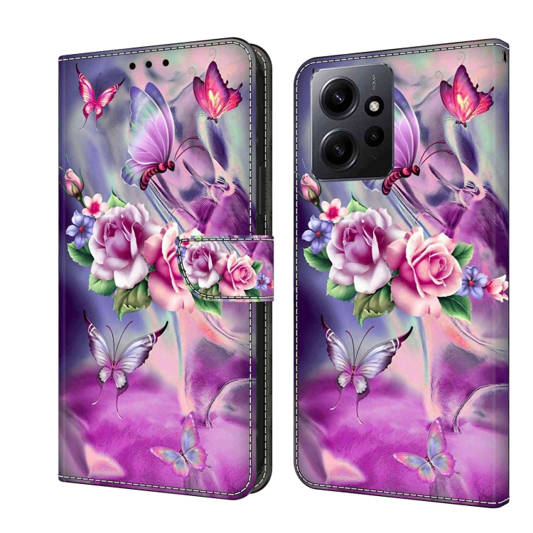 

For Xiaomi Redmi Note 12 4G Crystal 3D Shockproof Protective Leather Phone Case(Butterfly)