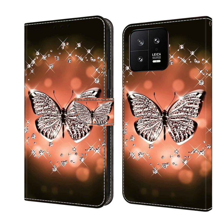 

For Xiaomi 13 Crystal 3D Shockproof Protective Leather Phone Case(Crystal Butterfly)