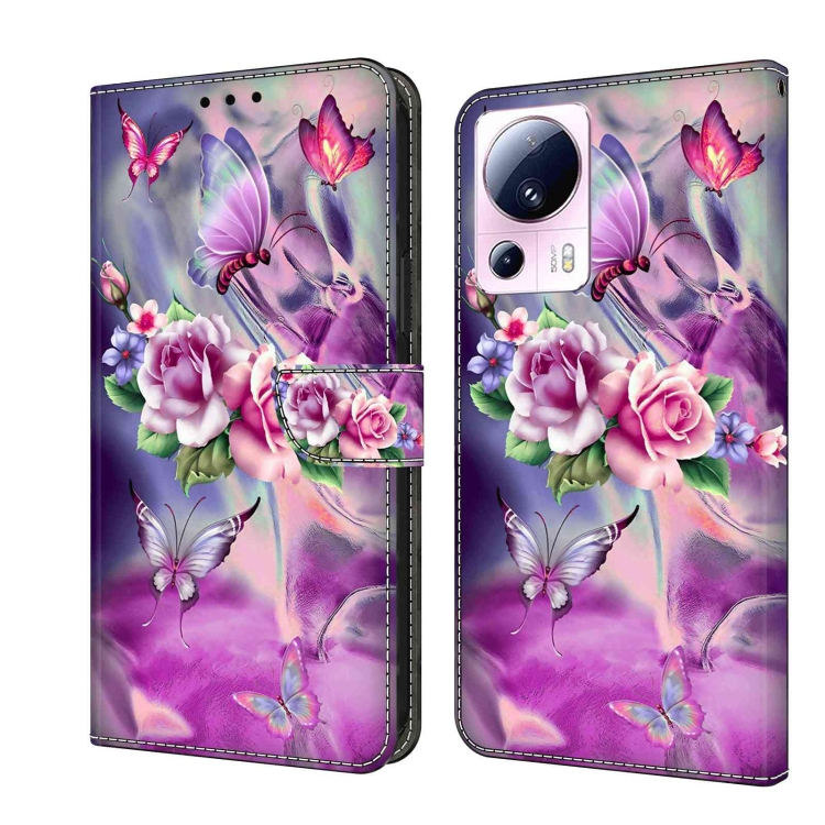 

For Xiaomi 13 Lite Crystal 3D Shockproof Protective Leather Phone Case(Butterfly)
