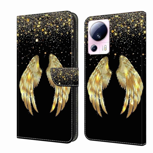 

For Xiaomi 13 Lite Crystal 3D Shockproof Protective Leather Phone Case(Golden Wings)
