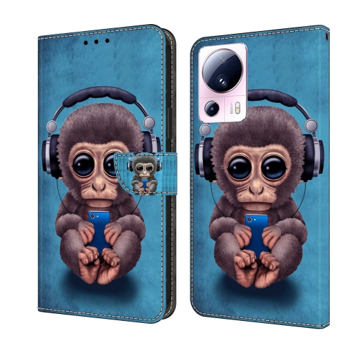 

For Xiaomi 13 Lite Crystal 3D Shockproof Protective Leather Phone Case(Orangutan)