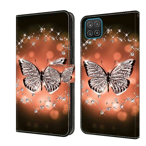 

For Samsung Galaxy A12 4G / 5G Crystal 3D Shockproof Protective Leather Phone Case(Crystal Butterfly)