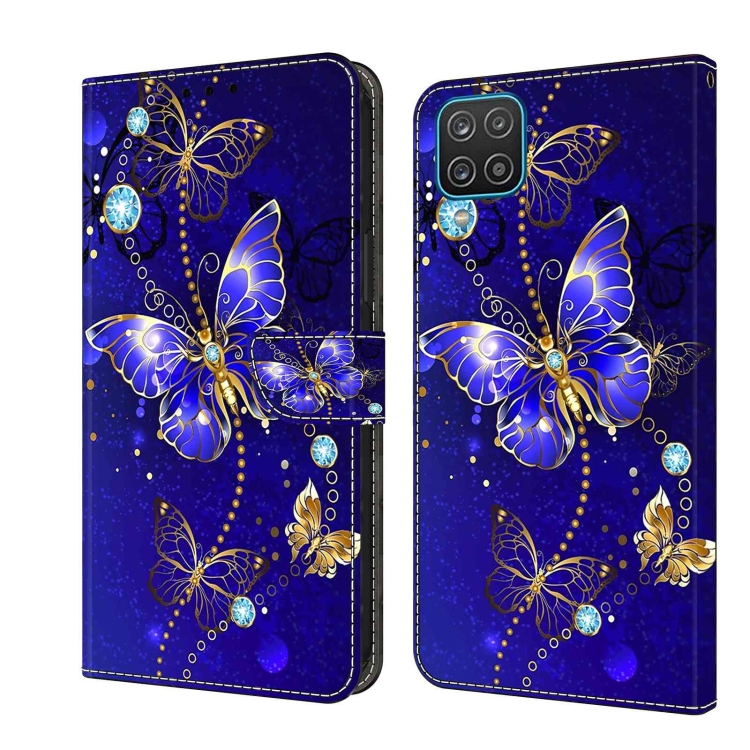 

For Samsung Galaxy A12 4G / 5G Crystal 3D Shockproof Protective Leather Phone Case(Diamond Butterfly)