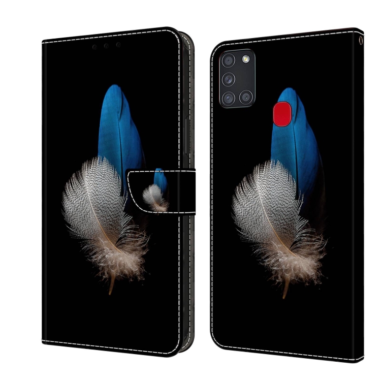 

For Samsung Galaxy A21s Crystal 3D Shockproof Protective Leather Phone Case(Two Branches)