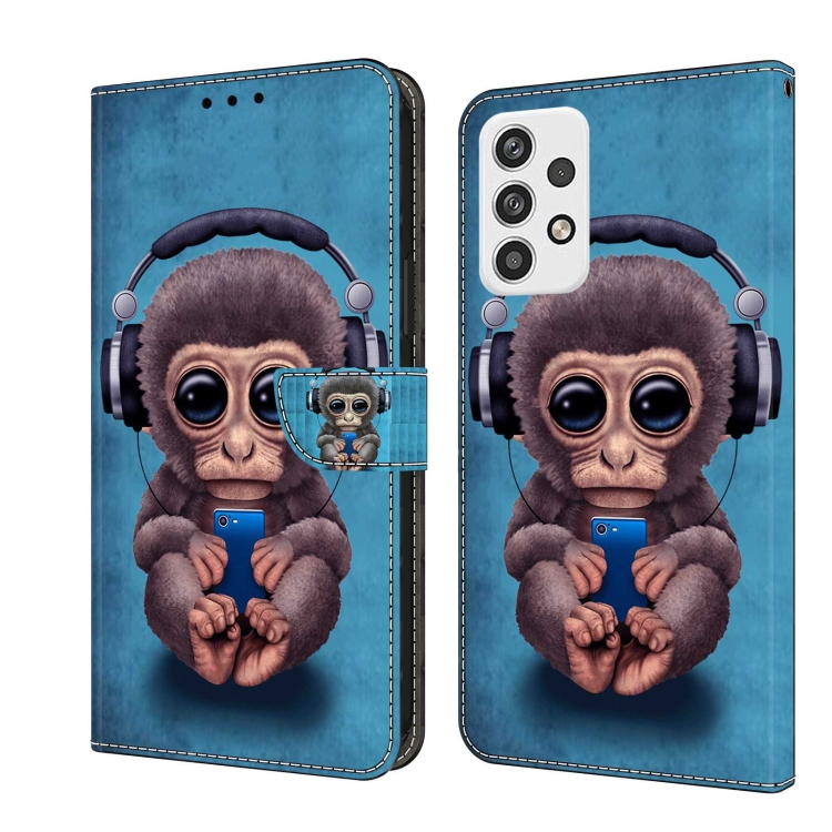 

For Samsung Galaxy A23 5G Crystal 3D Shockproof Protective Leather Phone Case(Orangutan)