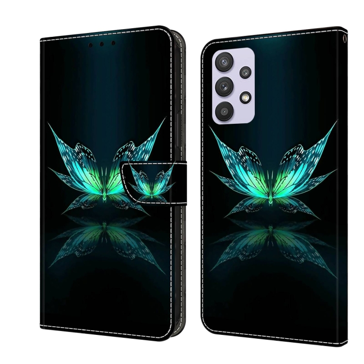 

For Samsung Galaxy A32 5G Crystal 3D Shockproof Protective Leather Phone Case(Reflection Dutterfly)