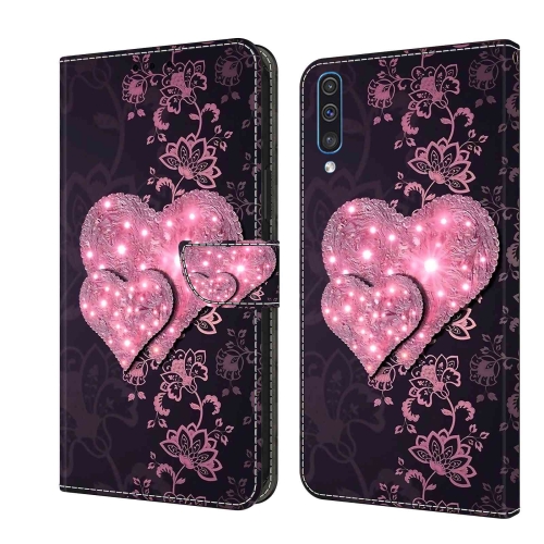 

For Samsung Galaxy A50 Crystal 3D Shockproof Protective Leather Phone Case(Lace Love)