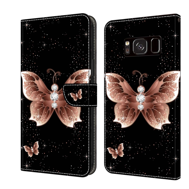 

For Samsung Galaxy S8 Crystal 3D Shockproof Protective Leather Phone Case(Pink Diamond Butterfly)