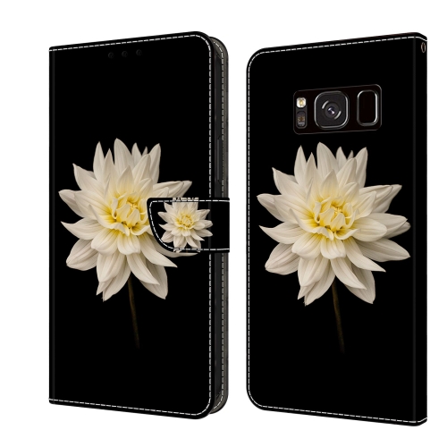 

For Samsung Galaxy S8 Crystal 3D Shockproof Protective Leather Phone Case(White Flower)