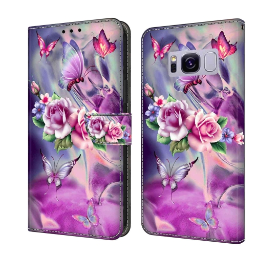 

For Samsung Galaxy S8+ Crystal 3D Shockproof Protective Leather Phone Case(Butterfly)