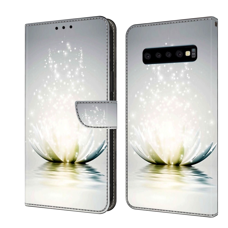 

For Samsung Galaxy S10 Crystal 3D Shockproof Protective Leather Phone Case(Light Lotus)