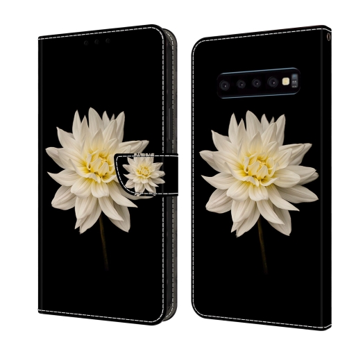 

For Samsung Galaxy S10 Crystal 3D Shockproof Protective Leather Phone Case(White Flower)