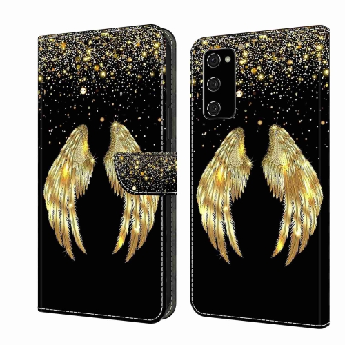 

For Samsung Galaxy S20 FE Crystal 3D Shockproof Protective Leather Phone Case(Golden Wings)