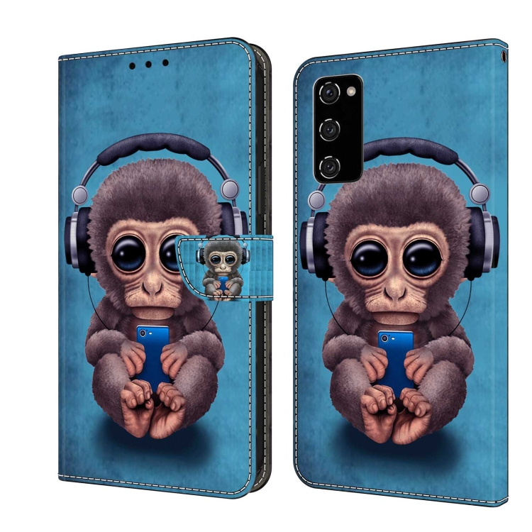 

For Samsung Galaxy S20 FE Crystal 3D Shockproof Protective Leather Phone Case(Orangutan)
