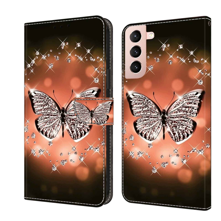 

For Samsung Galaxy S21 Crystal 3D Shockproof Protective Leather Phone Case(Crystal Butterfly)