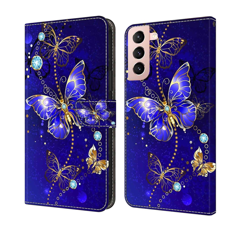 

For Samsung Galaxy S21 Crystal 3D Shockproof Protective Leather Phone Case(Diamond Butterfly)