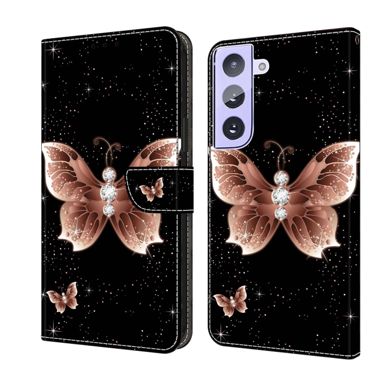 

For Samsung Galaxy S21+ Crystal 3D Shockproof Protective Leather Phone Case(Pink Diamond Butterfly)