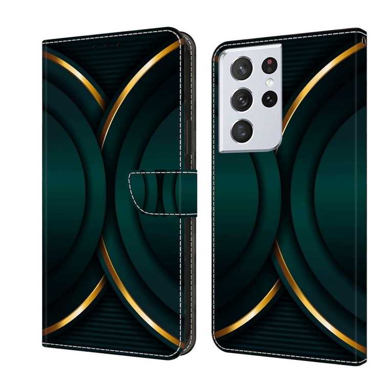 

For Samsung Galaxy S21 Ultra Crystal 3D Shockproof Protective Leather Phone Case(Gold Outline)