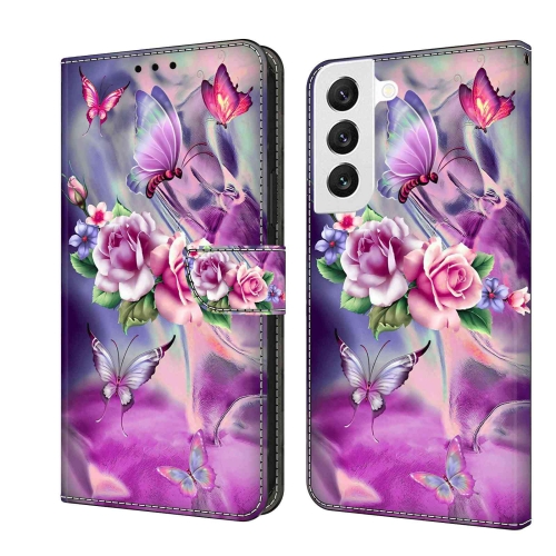 

For Samsung Galaxy S22 Crystal 3D Shockproof Protective Leather Phone Case(Butterfly)