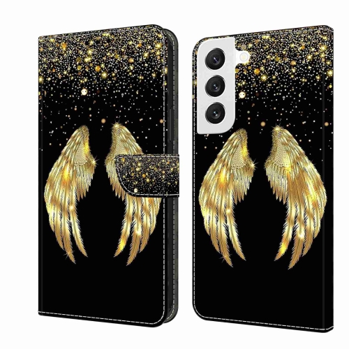 

For Samsung Galaxy S22 Crystal 3D Shockproof Protective Leather Phone Case(Golden Wings)