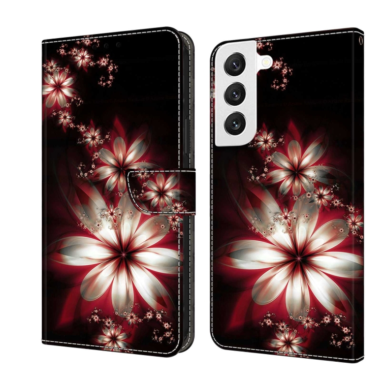 

For Samsung Galaxy S22 Crystal 3D Shockproof Protective Leather Phone Case(Fantastic Flower)