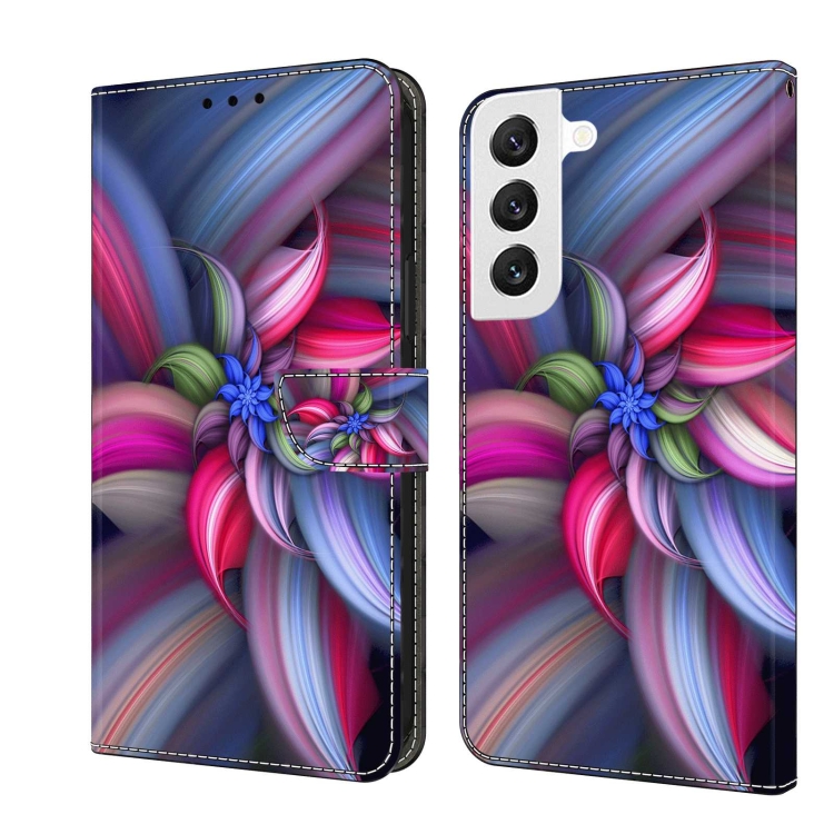 

For Samsung Galaxy S22 Crystal 3D Shockproof Protective Leather Phone Case(Colorful Flower)