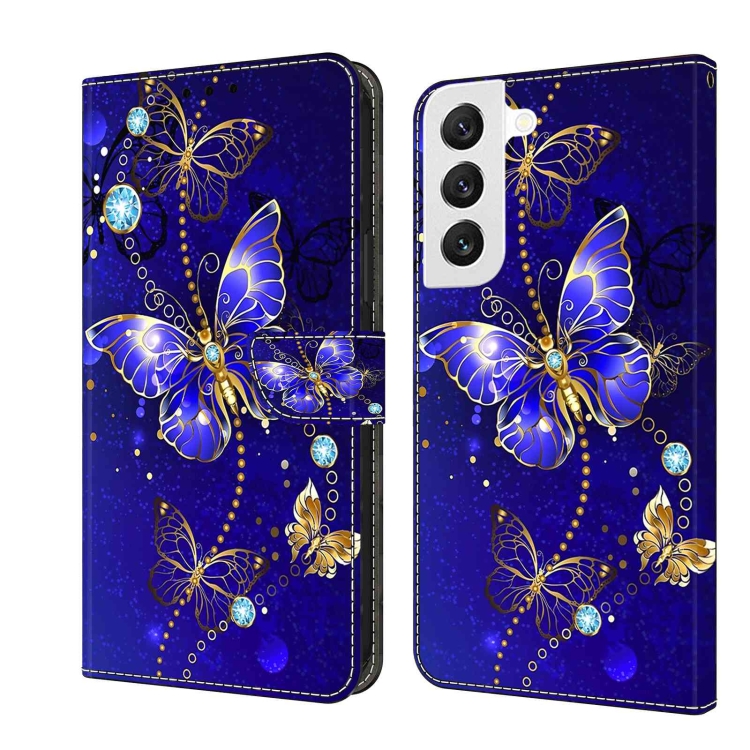 

For Samsung Galaxy S22 Crystal 3D Shockproof Protective Leather Phone Case(Diamond Butterfly)