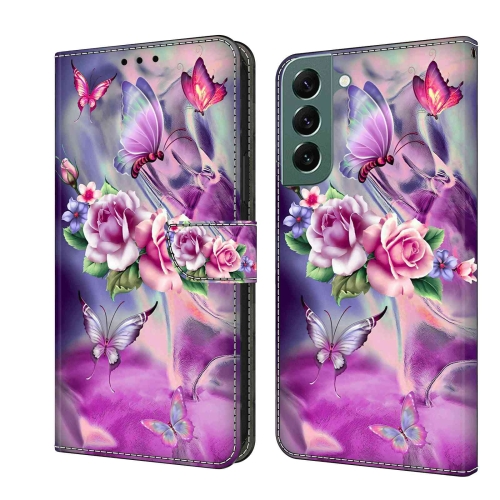 

For Samsung Galaxy S22+ Crystal 3D Shockproof Protective Leather Phone Case(Butterfly)