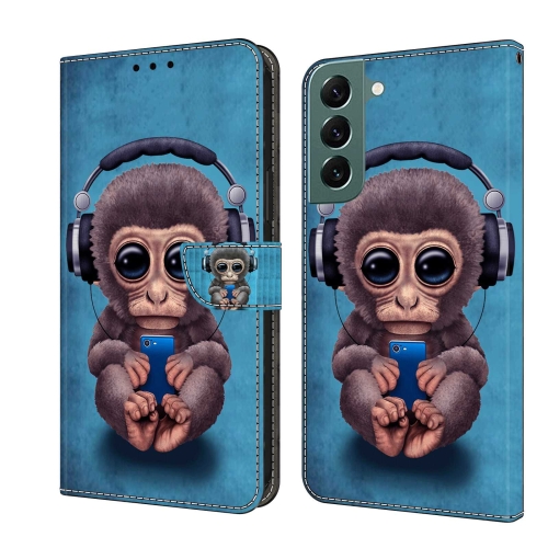 

For Samsung Galaxy S22+ Crystal 3D Shockproof Protective Leather Phone Case(Orangutan)