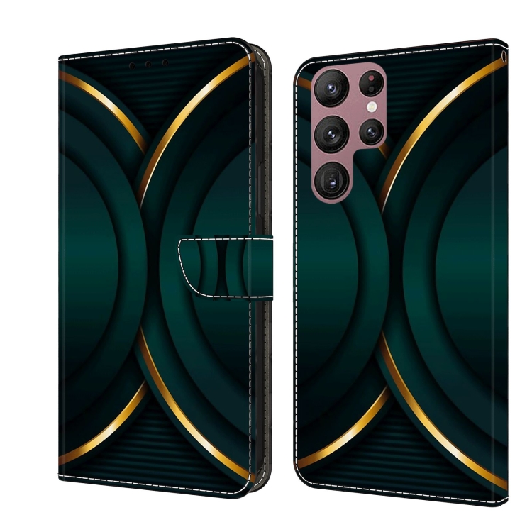 

For Samsung Galaxy S22 Ultra Crystal 3D Shockproof Protective Leather Phone Case(Gold Outline)