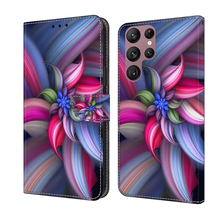 

For Samsung Galaxy S22 Ultra Crystal 3D Shockproof Protective Leather Phone Case(Colorful Flower)