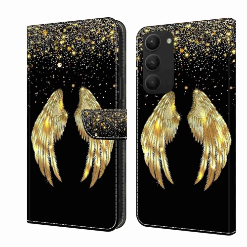 

For Samsung Galaxy S23+ Crystal 3D Shockproof Protective Leather Phone Case(Golden Wings)