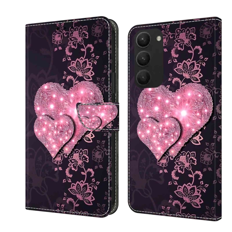 

For Samsung Galaxy S23+ Crystal 3D Shockproof Protective Leather Phone Case(Lace Love)
