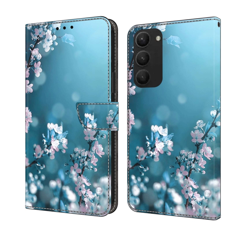 

For Samsung Galaxy S23+ Crystal 3D Shockproof Protective Leather Phone Case(Plum Flower)