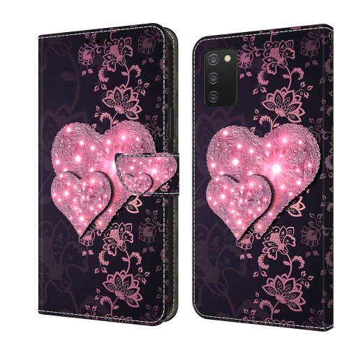 

For Samsung Galaxy A03s Crystal 3D Shockproof Protective Leather Phone Case(Lace Love)