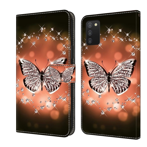 

For Samsung Galaxy A03s Crystal 3D Shockproof Protective Leather Phone Case(Crystal Butterfly)