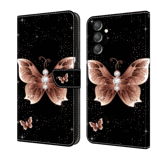 

For Samsung Galaxy A24 Crystal 3D Shockproof Protective Leather Phone Case(Pink Diamond Butterfly)