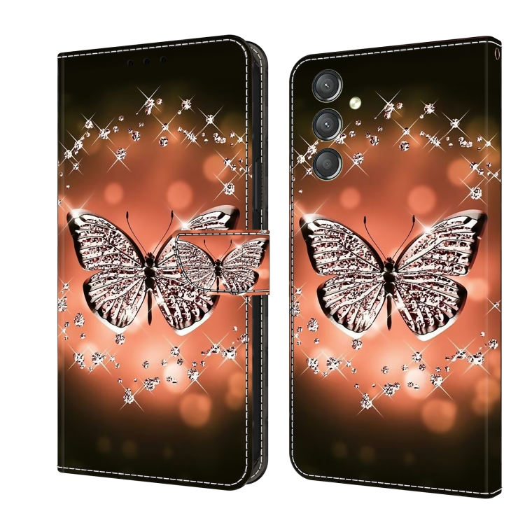 

For Samsung Galaxy A24 Crystal 3D Shockproof Protective Leather Phone Case(Crystal Butterfly)