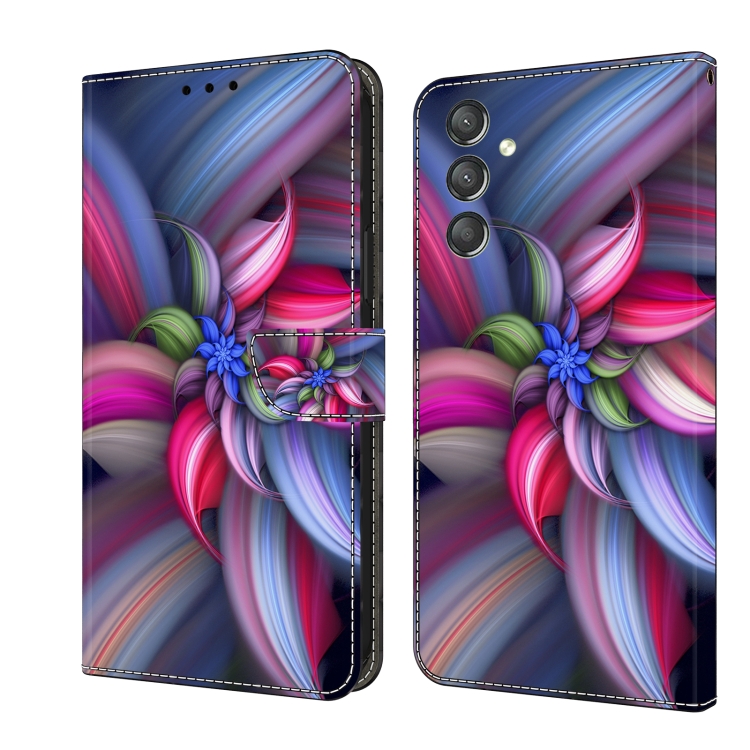 

For Samsung Galaxy A24 Crystal 3D Shockproof Protective Leather Phone Case(Colorful Flower)
