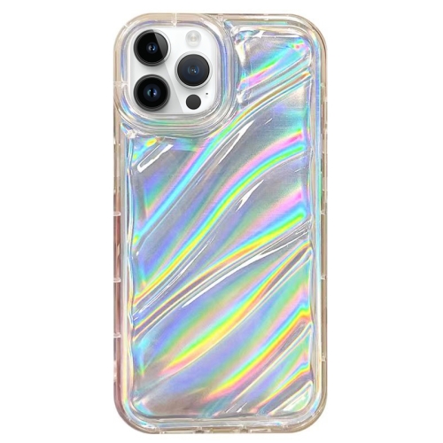For iPhone 14 Pro Laser Sequin Waves TPU Phone Case(Transparent) high waisted sequin skirt sequins high waist midi skirt with back split design stretchy elastic waist shiny streetwear mid calf