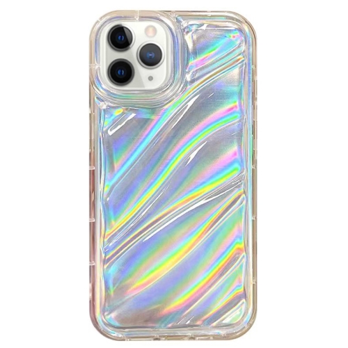 For iPhone 11 Pro Max Laser Sequin Waves TPU Phone Case(Transparent) high waisted sequin skirt sequins high waist midi skirt with back split design stretchy elastic waist shiny streetwear mid calf