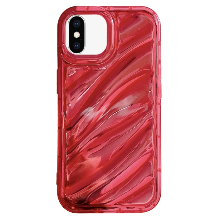 

For iPhone X / XS Laser Sequin Waves TPU Phone Case(Red)
