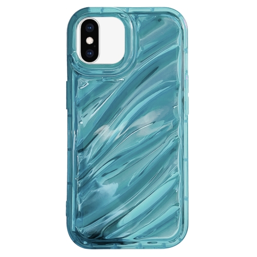 

For iPhone X / XS Laser Sequin Waves TPU Phone Case(Blue)