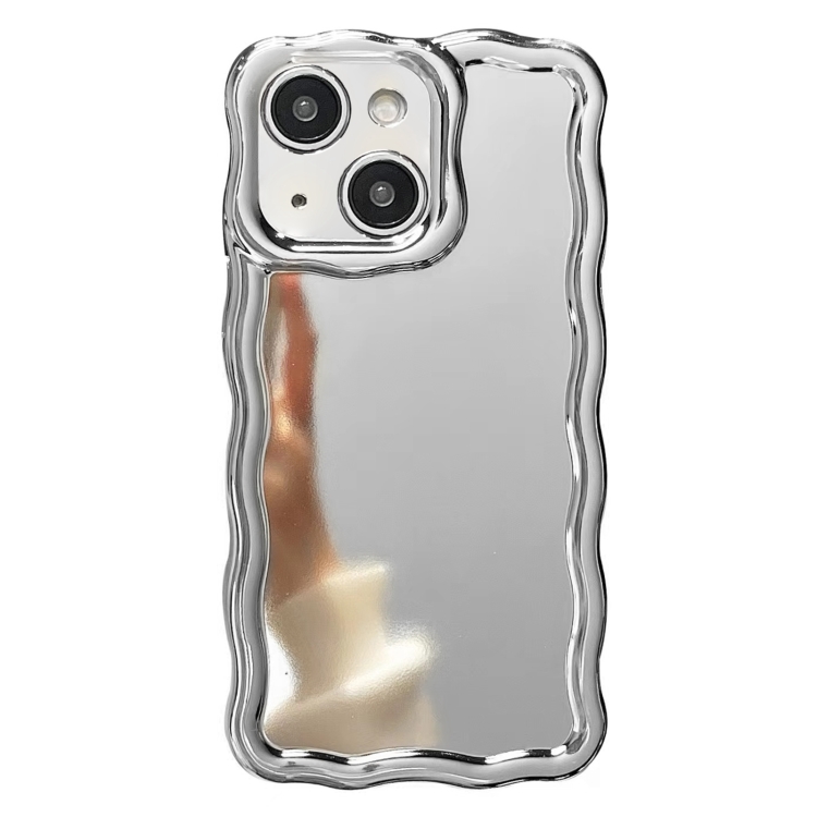 

For iPhone 14 Electroplated Mirror Waves Silicone Phone Case(Silver)