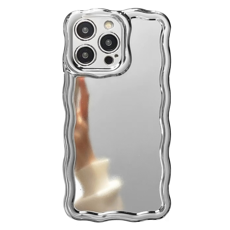 

For iPhone 13 Pro Max Electroplated Mirror Waves Silicone Phone Case(Silver)