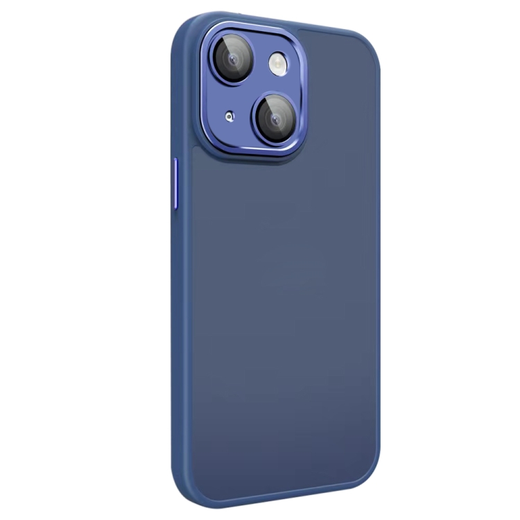 

For iPhone 14 All-inclusive TPU Edge Acrylic Back Phone Case with Lens Film(Navy Blue)