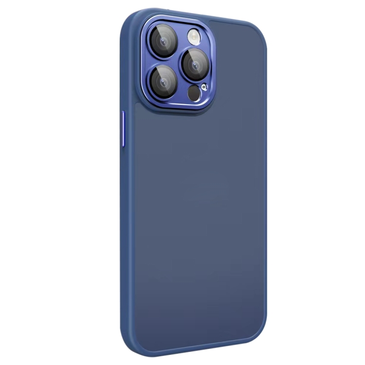 

For iPhone 13 Pro All-inclusive TPU Edge Acrylic Back Phone Case with Lens Film(Navy Blue)
